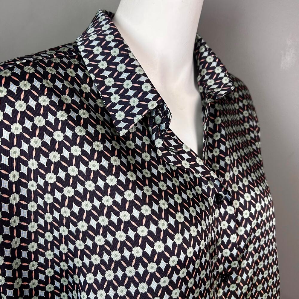 Gerard Darel Blouse top size 10 button up satin relaxed office oversized easy